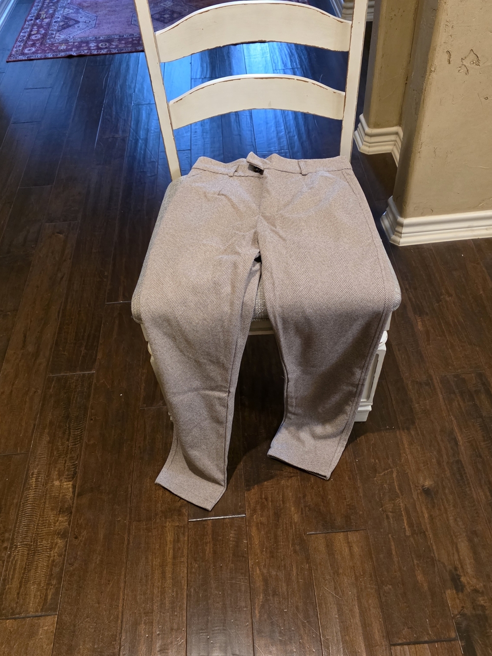 Women’s Brown Herringbone Pants Elastic Waist Casual Dress Pants Size Small New